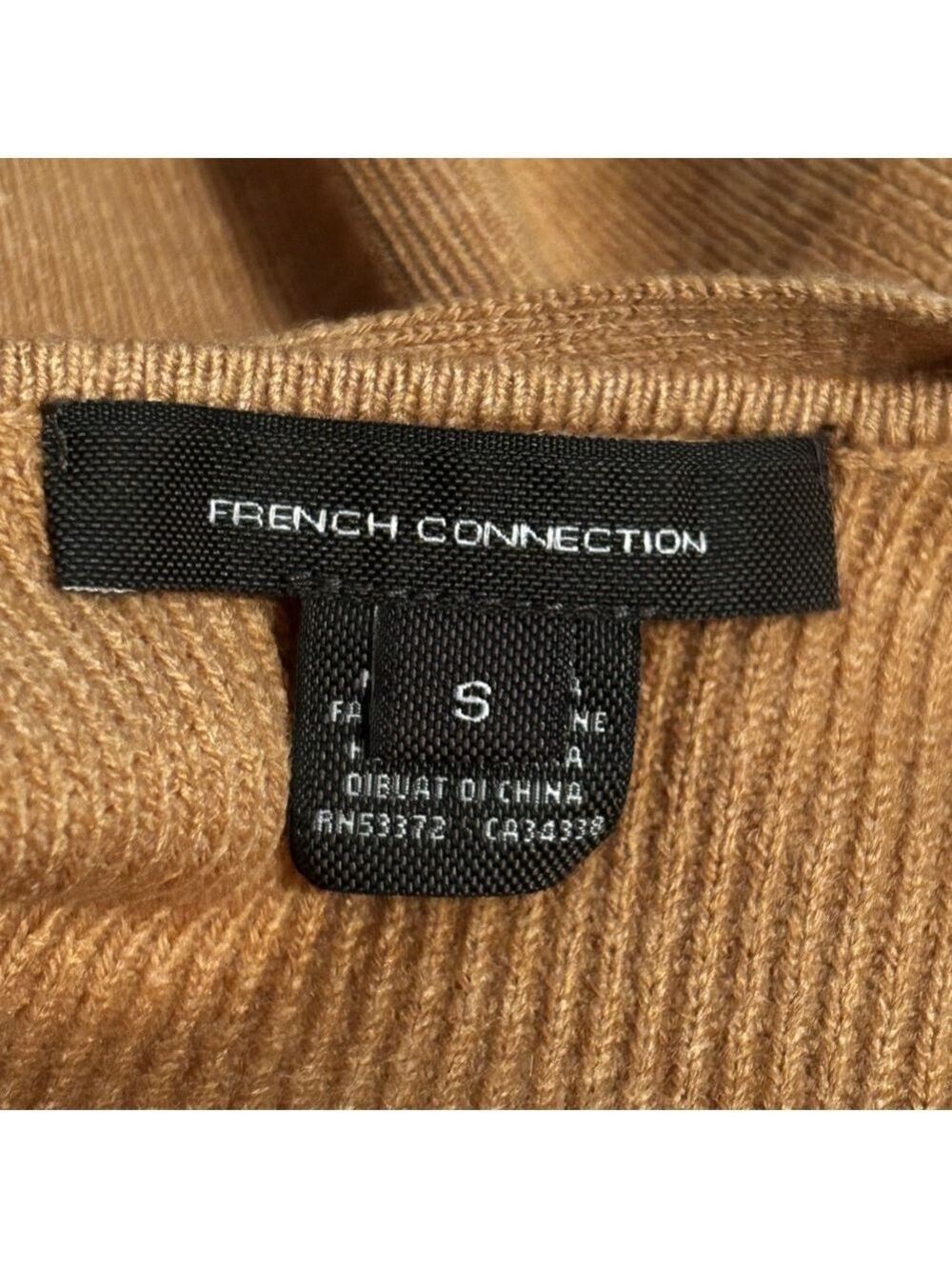 French Connection Ribbed Knit Scoop Back Sweater Caramel Women’s S - Picture 6 of 8